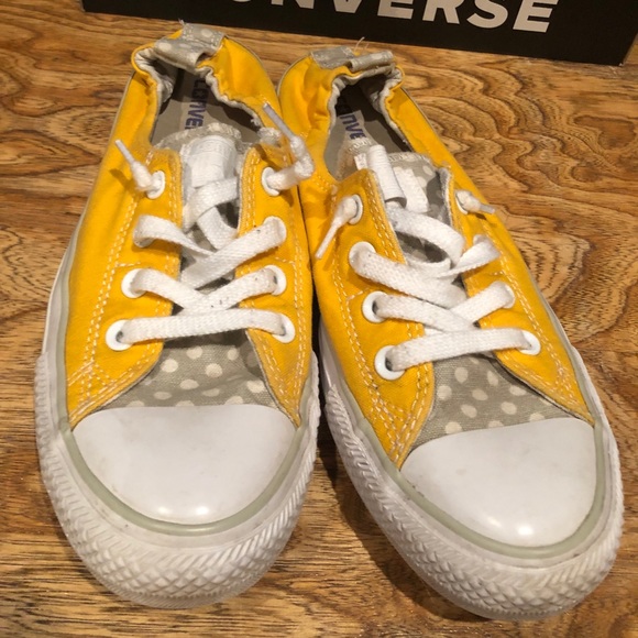 gray and yellow converse